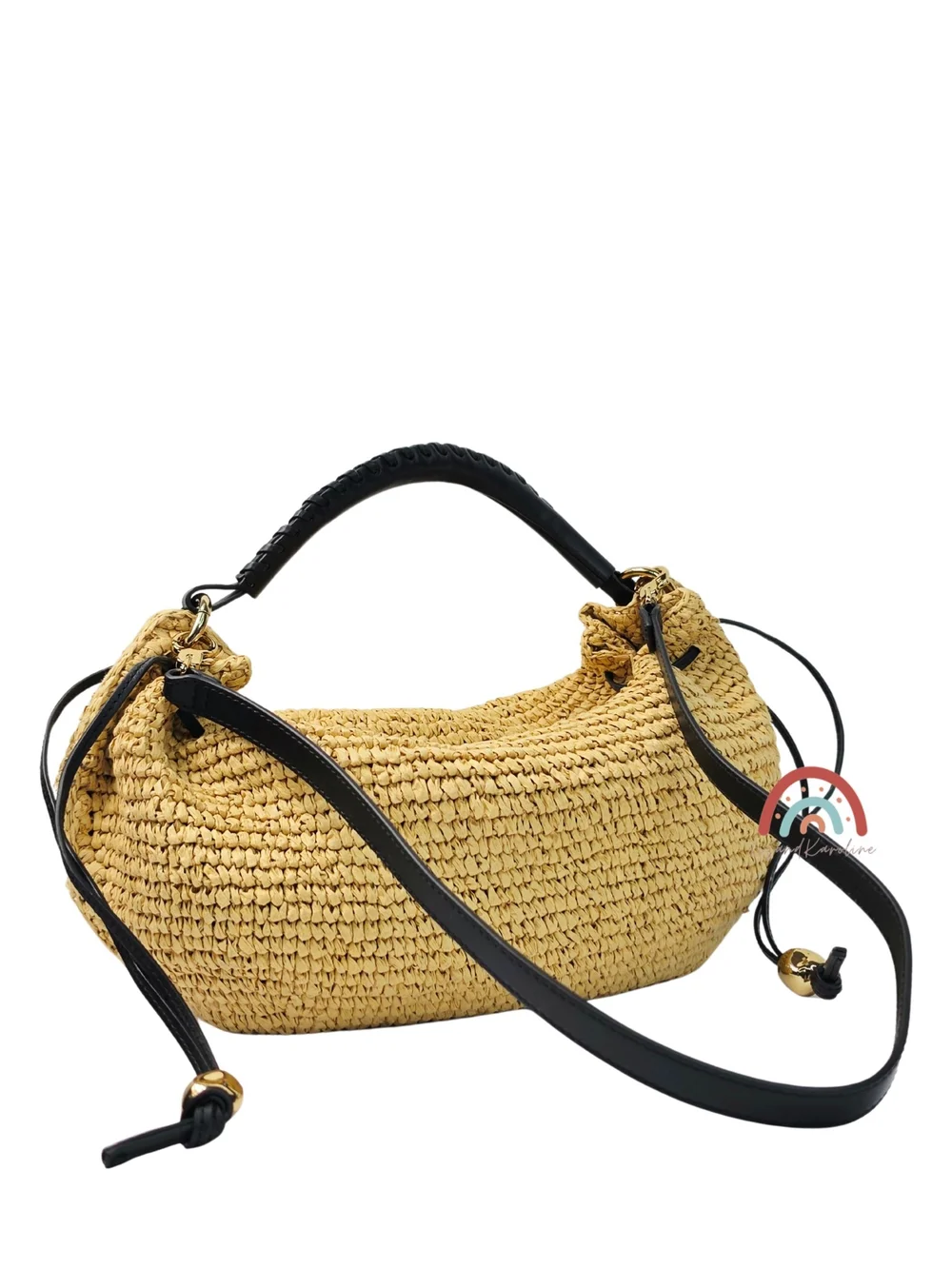 Madewell The Camren Gathered Shoulder Bag in Natural Straw and Leather Trim - Picture 4 of 16